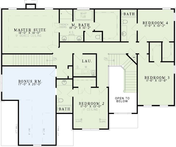 Traditional Floor Plan - Upper Floor Plan #17-2072