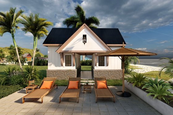 Pool House Plan with Workshop