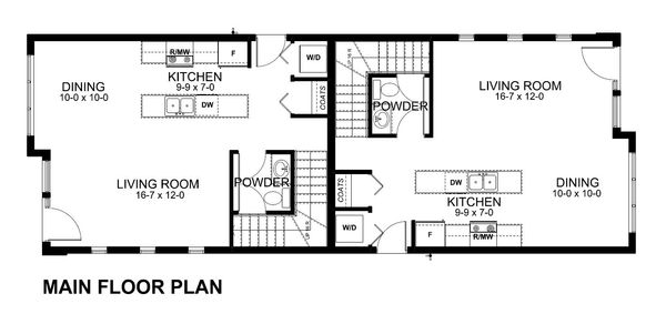 Home Plan - Main Level Floor plan - Modern Duplex