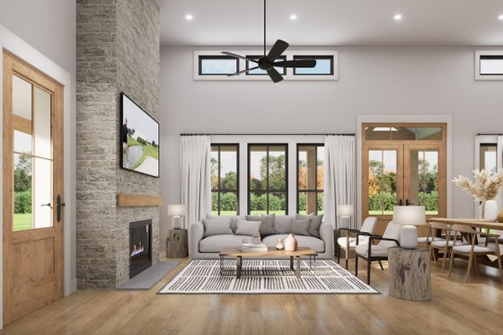 Interior - Family Room for Barndominium House Plan #1074-116 - 3 bed, 2 bath