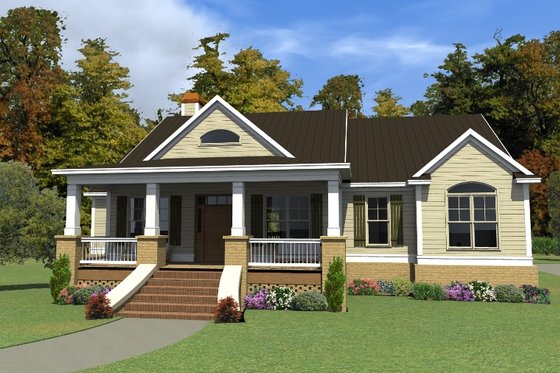 Exterior - Front Elevation for Southern House Plan #63-405 - 3 bed, 2 bath