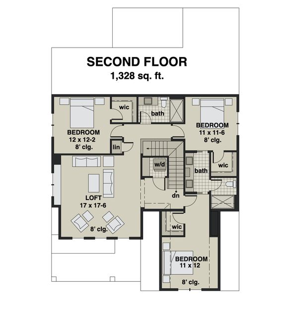 Dream House Plan - Farmhouse Floor Plan - Upper Floor Plan #51-1165