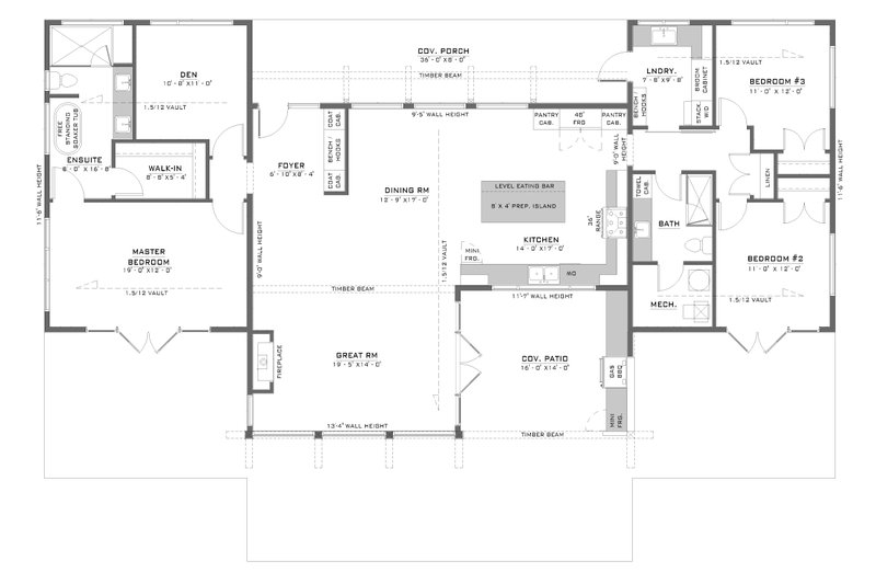 House Design - Floor Plan - Main Floor for Contemporary House Plan #1086-6 - 3 bed, 2 bath
