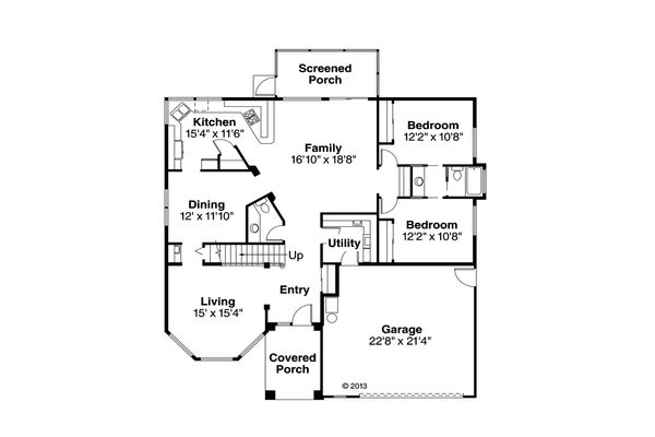 Architectural House Design - Mediterranean Floor Plan - Main Floor Plan #124-235
