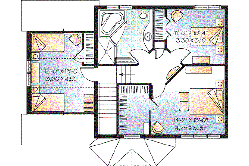 Home Plan - Floor Plan - Upper Floor for Traditional House Plan #23-659 - 3 bed, 1.5 bath