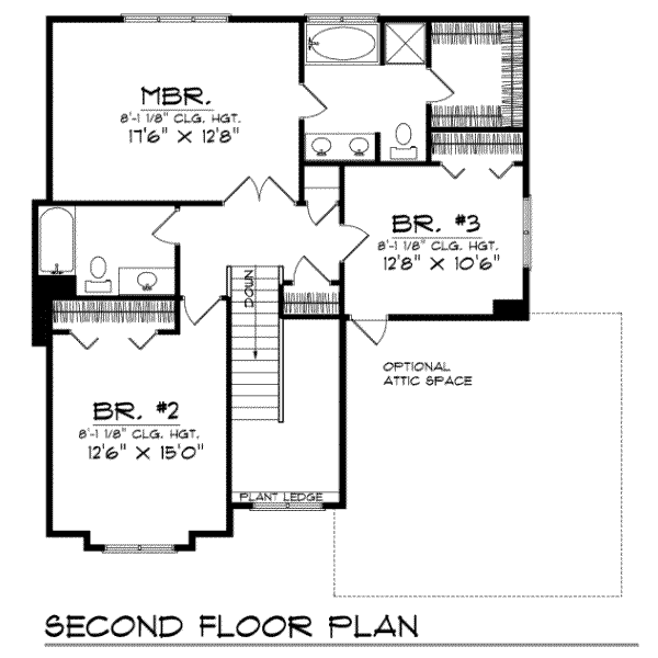 Traditional Floor Plan - Upper Floor Plan #70-266