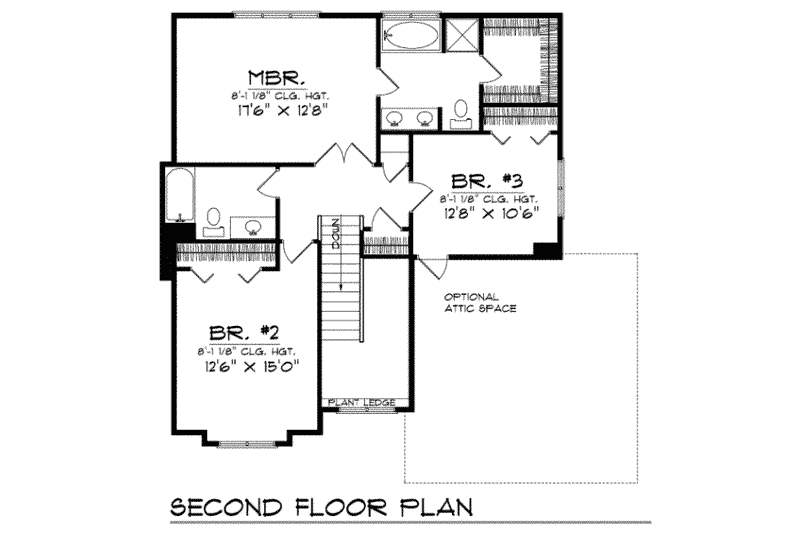 Home Plan - Floor Plan - Upper Floor for Traditional House Plan #70-266 - 3 bed, 2.5 bath