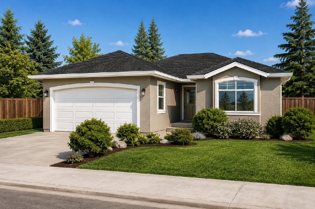 Exterior - Front Elevation 2 for Mediterranean House Plan #126-266 - 2 bed, 2 bath