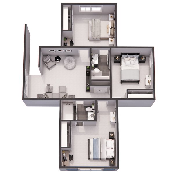 House Design - Floor Plan - Upper Floor 1 for Farmhouse House Plan #51-1279 - 4 bed, 3.5 bath