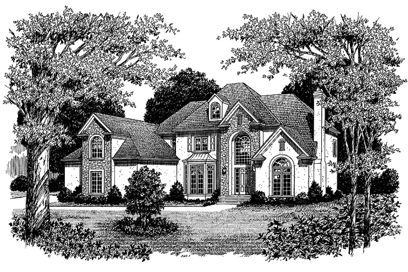 Architectural House Design - Exterior - Front Elevation 3 for European House Plan #453-167 - 4 bed, 3.5 bath