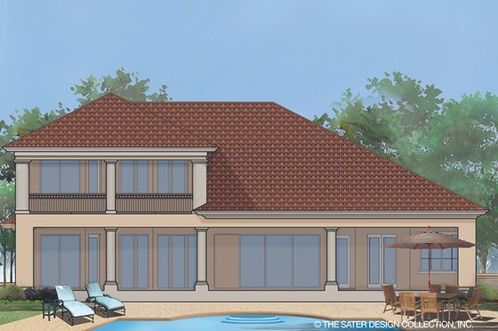 Exterior - Rear Elevation for Mediterranean House Plan #930-471 - 3 bed, 3.5 bath
