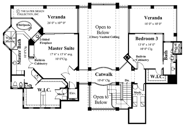 Architectural House Design - Mediterranean Floor Plan - Upper Floor Plan #930-134