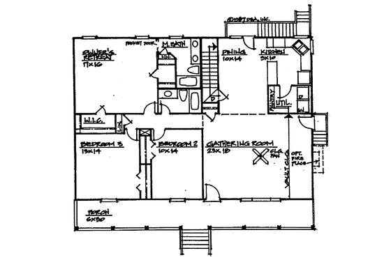 Floor Plan - Main Floor for Farmhouse House Plan #30-333 - 3 bed, 2 bath