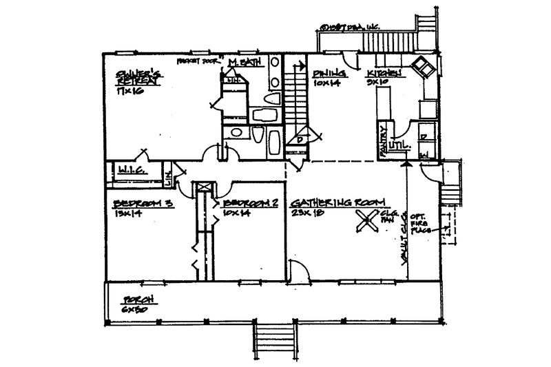 Home Plan - Floor Plan - Main Floor for Farmhouse House Plan #30-333 - 3 bed, 2 bath
