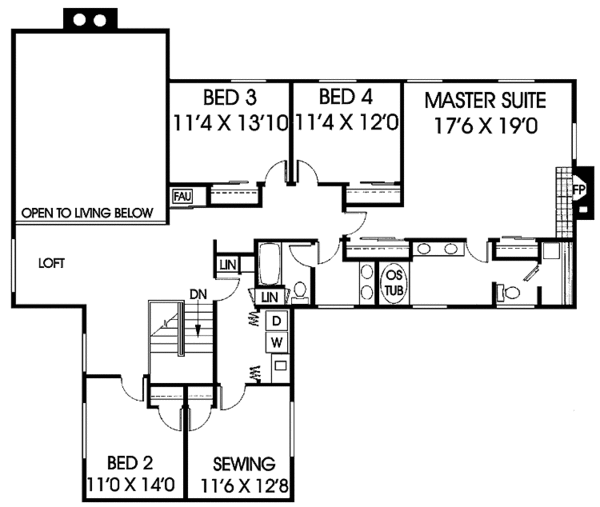 Home Plan - Craftsman Floor Plan - Upper Floor Plan #60-935