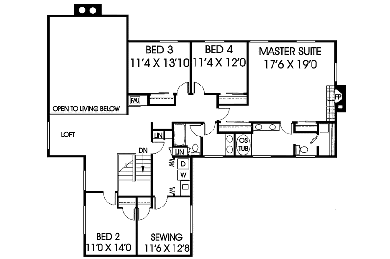 Home Plan - Floor Plan - Upper Floor for Craftsman House Plan #60-935 - 5 bed, 3 bath
