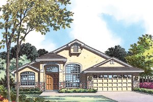 Architectural House Design - Exterior - Front Elevation for Mediterranean House Plan #417-819 - 3 bed, 2 bath