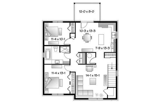 Floor Plan - Upper Floor for Contemporary House Plan #23-2595 - 6 bed, 3 bath