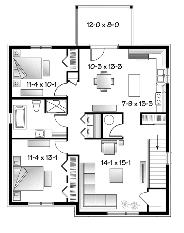 House Design - Contemporary Floor Plan - Upper Floor Plan #23-2595