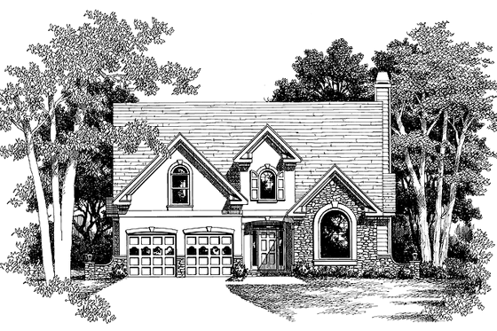 Exterior - Front Elevation 3 for Colonial House Plan #927-239 - 4 bed, 2.5 bath