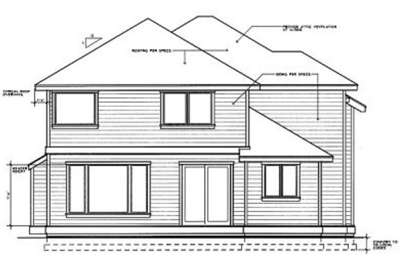 Home Plan - Exterior - Rear Elevation for Traditional House Plan #94-208 - 4 bed, 2.5 bath