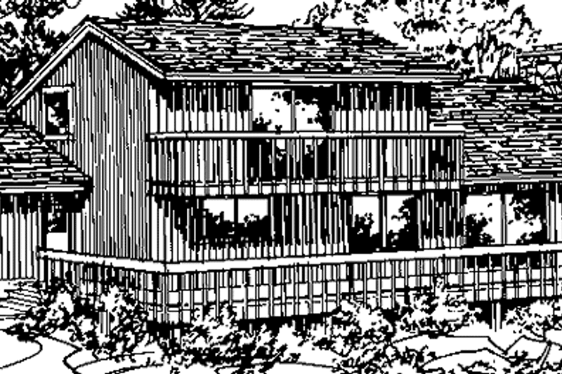 Home Plan - Exterior - Rear Elevation for Prairie House Plan #320-1223 - 3 bed, 2 bath