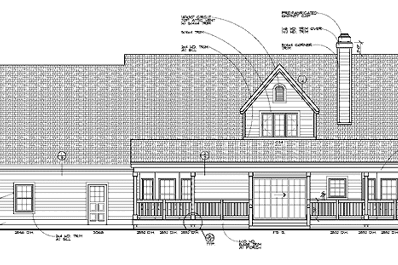Home Plan - Exterior - Rear Elevation for Country House Plan #72-1053 - 4 bed, 3.5 bath