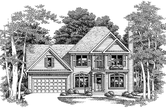 Exterior - Front Elevation 3 for Colonial House Plan #927-92 - 4 bed, 2.5 bath