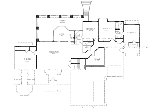 Floor Plan - Lower Floor for Mediterranean House Plan #24-279 - 6 bed, 5.5 bath