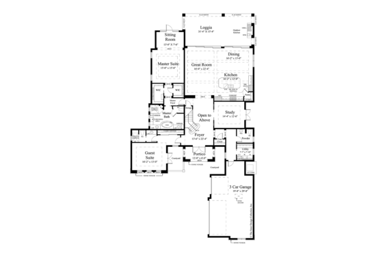 Floor Plan - Main Floor for Mediterranean House Plan #930-449 - 3 bed, 3.5 bath