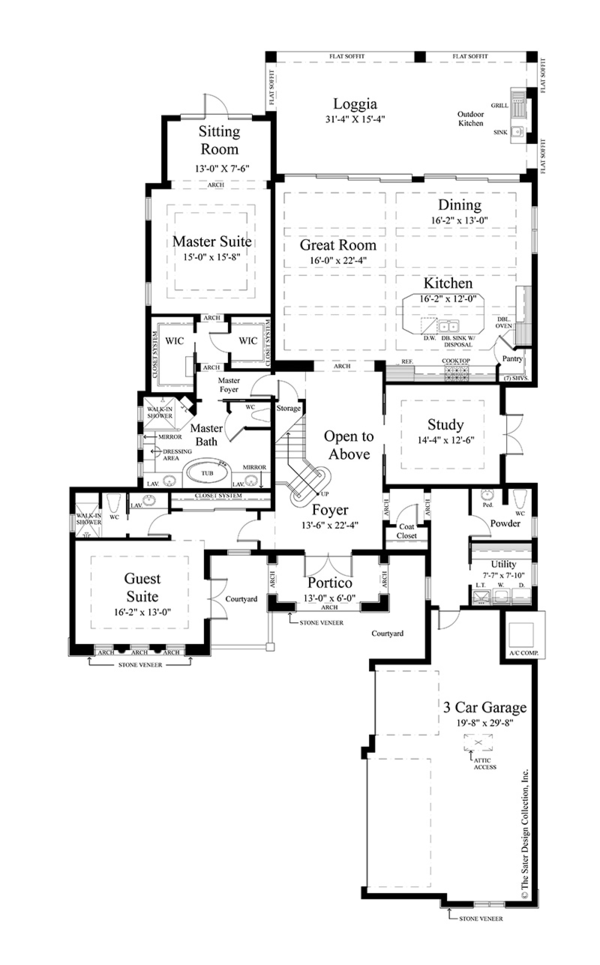 Architectural House Design - Mediterranean Floor Plan - Main Floor Plan #930-449