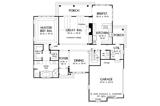 Floor Plan - Main Floor for Country House Plan #929-636 - 3 bed, 2.5 bath