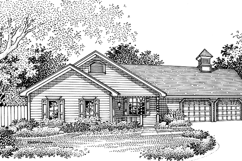 Architectural House Design - Country Exterior - Front Elevation Plan #45-556
