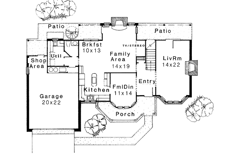 Home Plan - Floor Plan - Main Floor for Country House Plan #310-1112 - 4 bed, 2.5 bath
