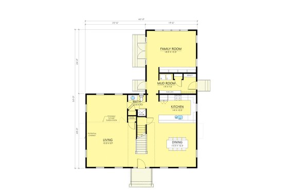 Floor Plan - Main Floor for Colonial House Plan #903-2 - 3 bed, 3 bath