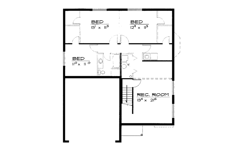 Architectural House Design - Floor Plan - Lower Floor for Traditional House Plan #308-248 - 3 bed, 1 bath