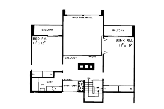 Floor Plan - Upper Floor for Contemporary House Plan #72-641 - 4 bed, 3 bath
