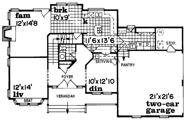 House Blueprint - Country Floor Plan - Main Floor Plan #47-829