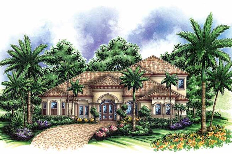 Dream House Plan - Mediterranean Exterior - Front Elevation Plan #1017-38