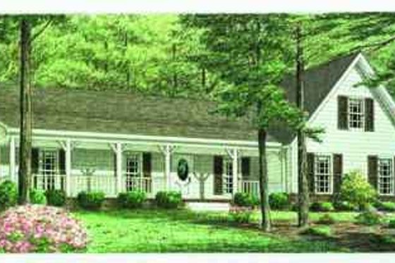 Exterior - Front Elevation for Ranch House Plan #34-165 - 3 bed, 2 bath