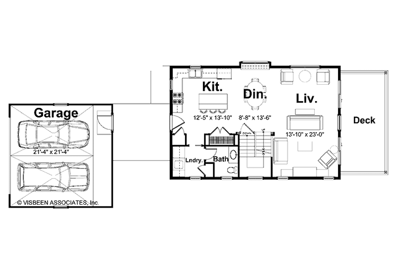 Home Plan - Floor Plan - Main Floor for Traditional House Plan #928-109 - 2 bed, 1.5 bath