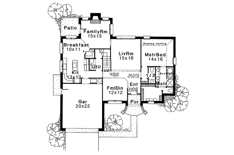 Home Plan - Floor Plan - Main Floor for Mediterranean House Plan #310-1167 - 4 bed, 2.5 bath