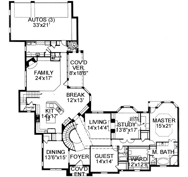 European Floor Plan - Main Floor Plan #141-167
