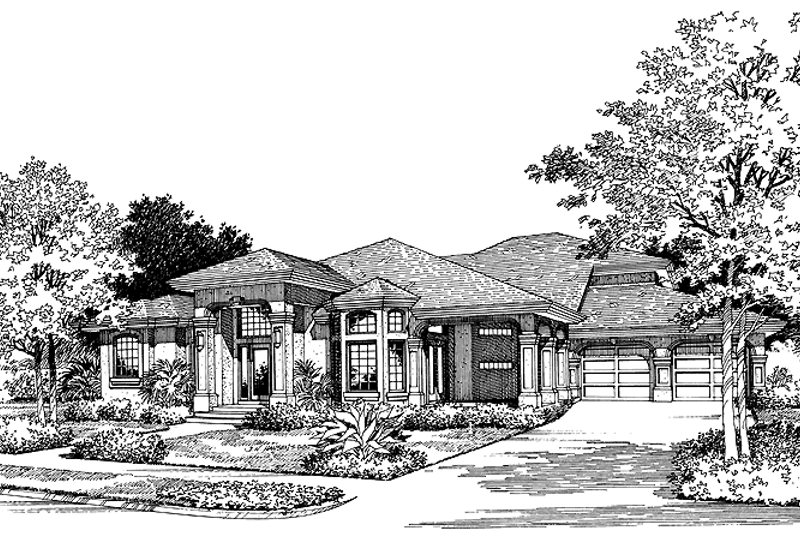 Home Plan - Mediterranean Exterior - Front Elevation Plan #417-551