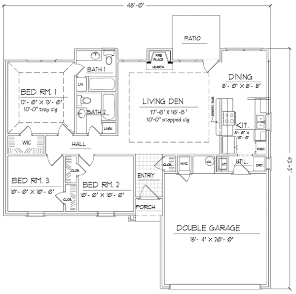 Architectural House Design - Traditional Floor Plan - Main Floor Plan #42-618