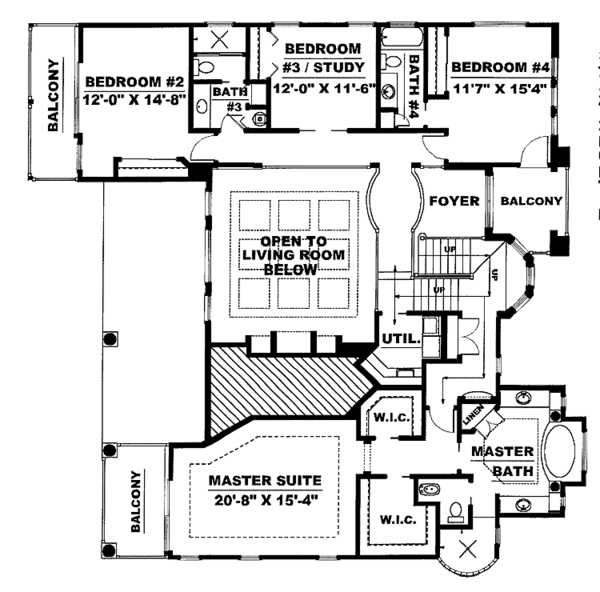 Home Plan - Mediterranean Floor Plan - Upper Floor Plan #1017-24