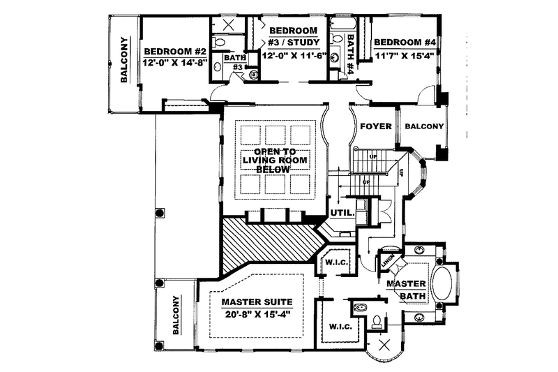 Home Plan - Floor Plan - Upper Floor for Mediterranean House Plan #1017-24 - 4 bed, 4 bath