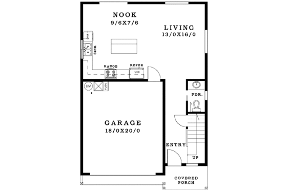 Floor Plan - Main Floor for Craftsman House Plan #943-13 - 3 bed, 2.5 bath