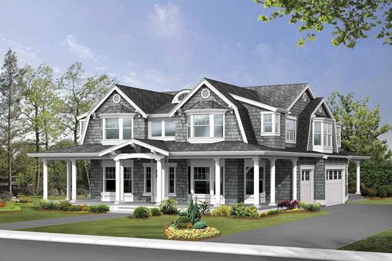 Exterior - Front Elevation 3 for Country House Plan #132-498 - 4 bed, 4.5 bath