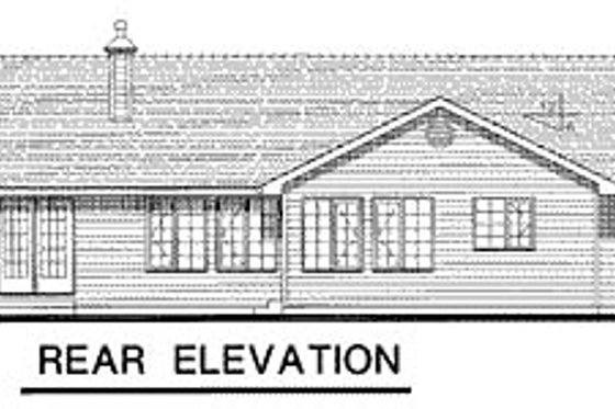 Exterior - Rear Elevation for Ranch House Plan #18-185 - 3 bed, 2 bath